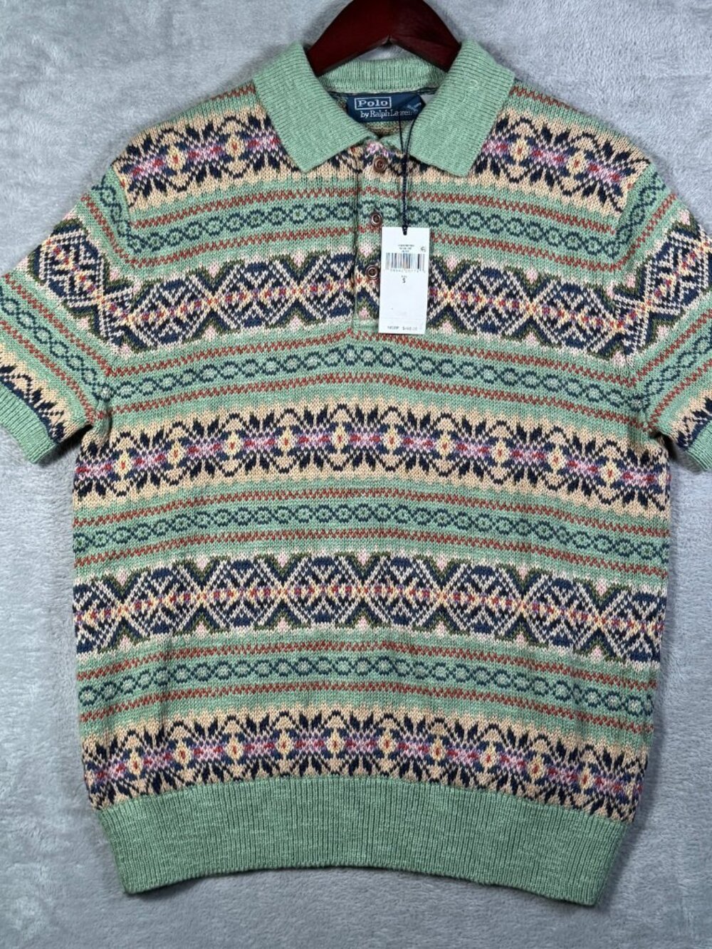 Polo Ralph Lauren Sweater Mens S Green Fair Isle Linen Cashmere Knit Shirt $468